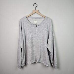 American Eagle Outfitters Gray Front Tie Long Sleeve Sweater Pullover Large